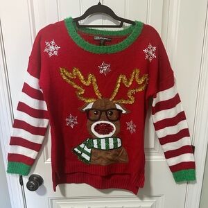 United States Sweaters Red Festive Reindeer Sweater